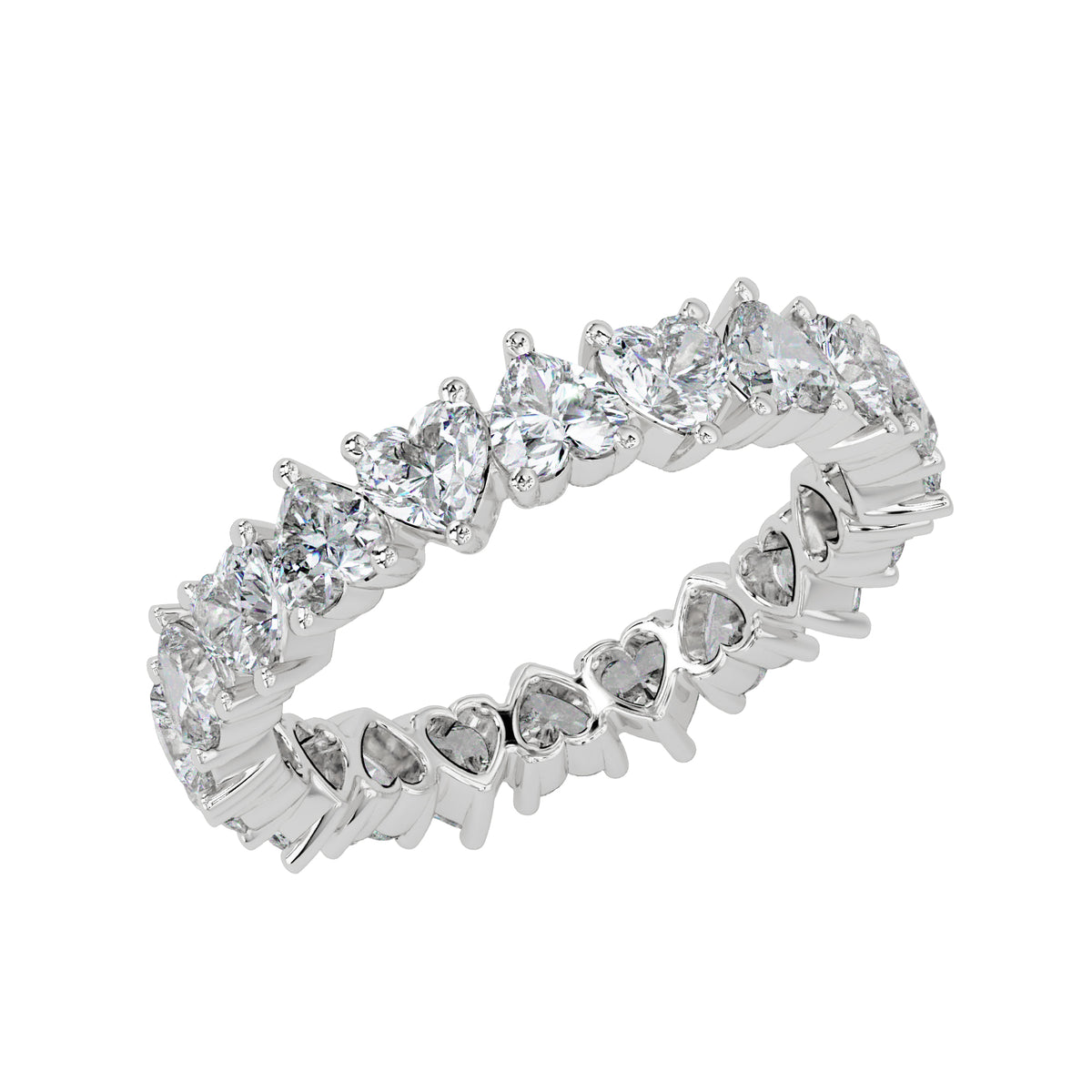 3.10 Ct Heart Lab-Grown Diamond Eternity Ring - 925 Sterling Silver