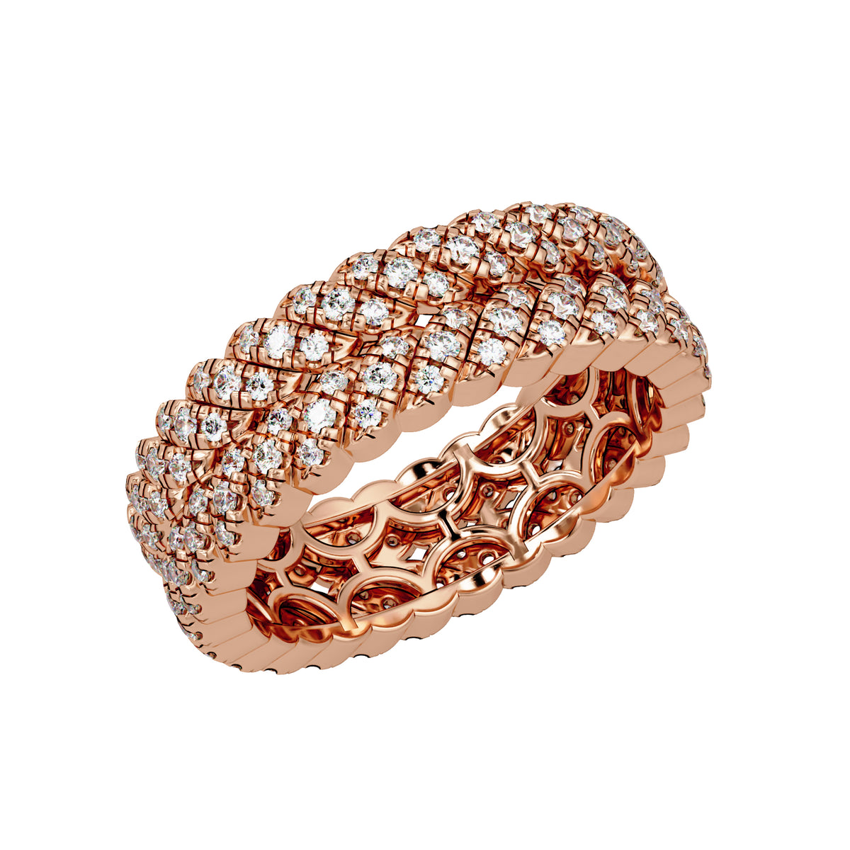 0.85 Ct Round Lab-Grown Diamond Multi-Row Eternity Band Ring - 925 Sterling Silver
