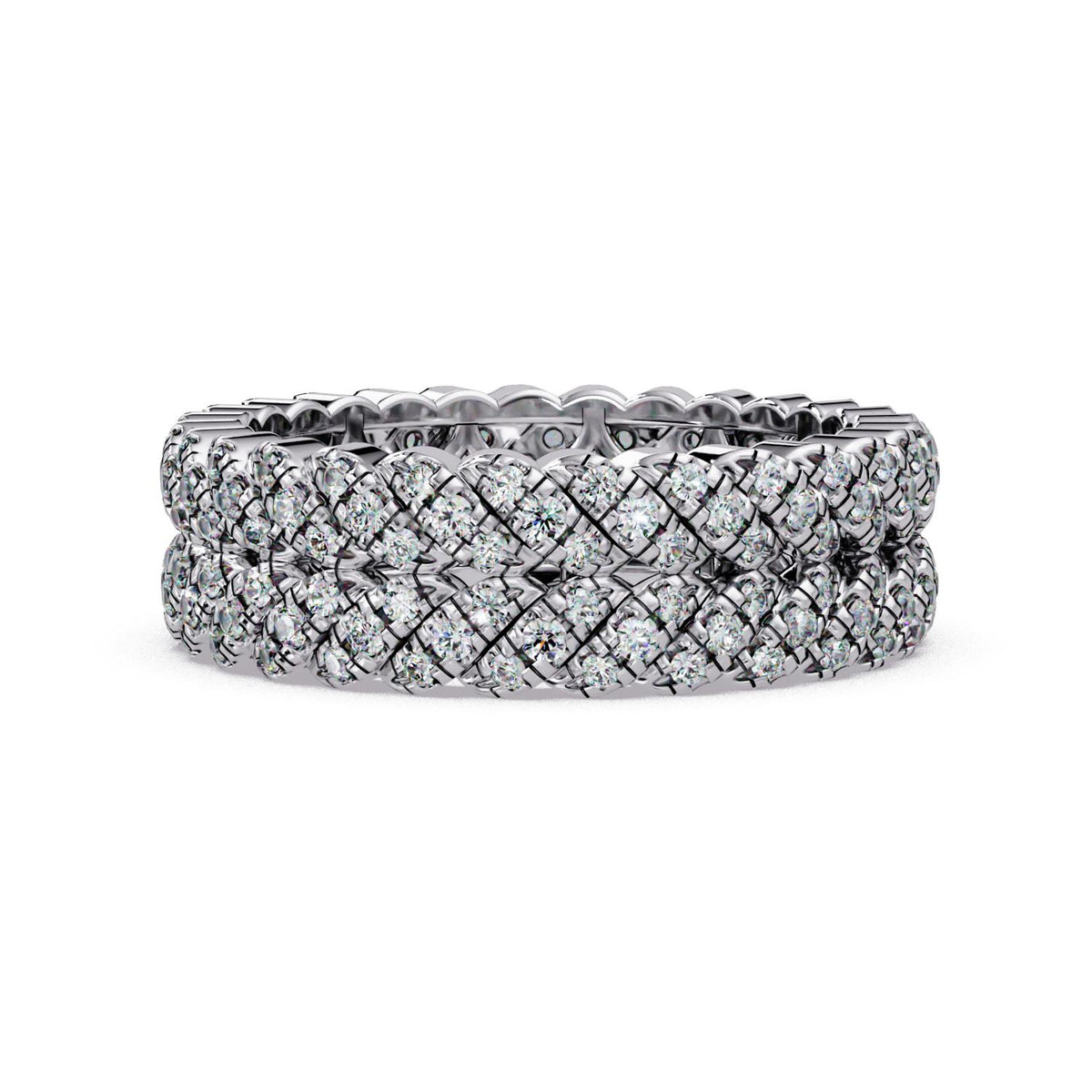 0.85 Ct Round Lab-Grown Diamond Multi-Row Eternity Band Ring - 925 Sterling Silver