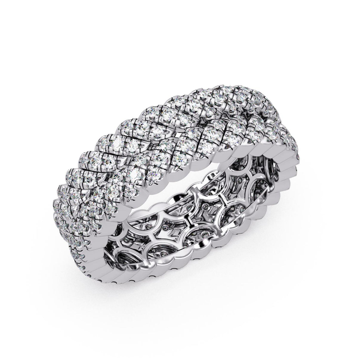 0.85 Ct Round Lab-Grown Diamond Multi-Row Eternity Band Ring - 925 Sterling Silver
