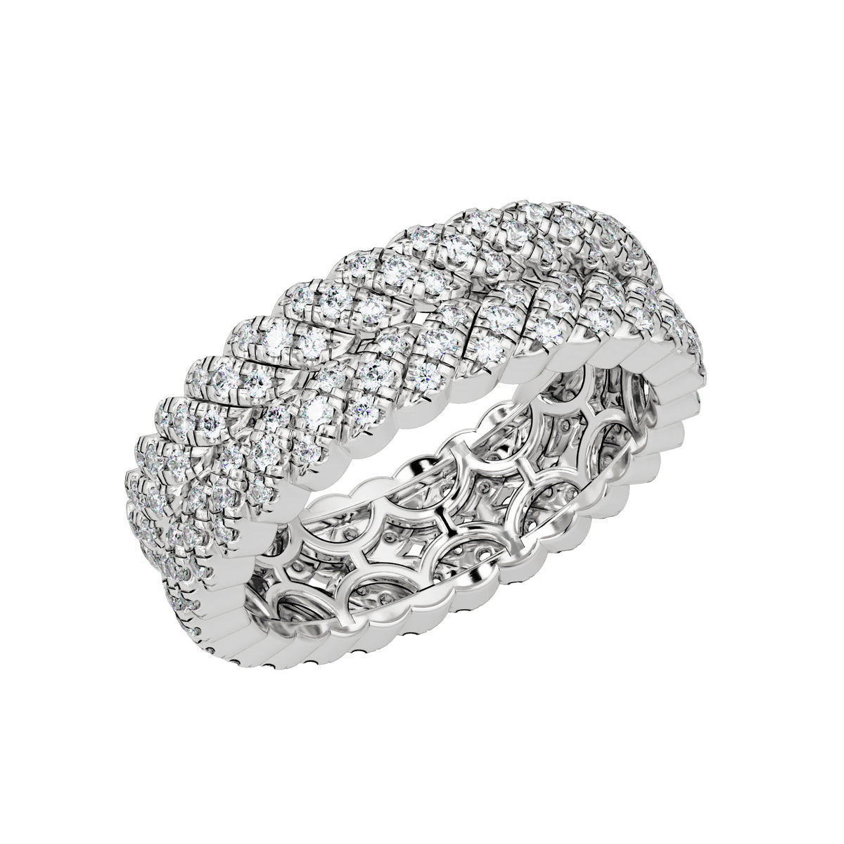 0.85 Ct Round Lab-Grown Diamond Multi-Row Eternity Band Ring - 925 Sterling Silver