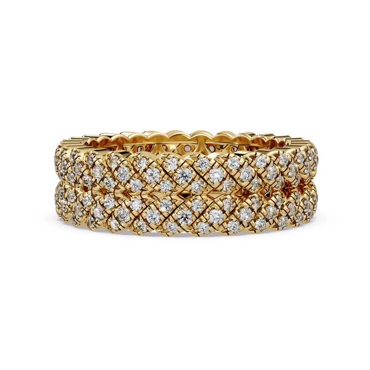 0.85 Ct Round Lab-Grown Diamond Multi-Row Eternity Band Ring - 925 Sterling Silver