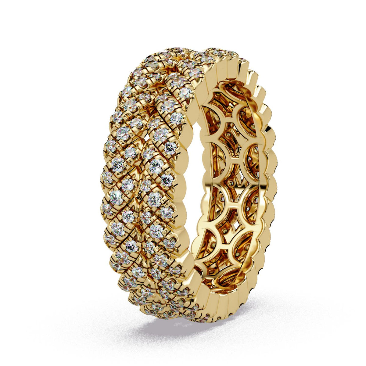 0.85 Ct Round Lab-Grown Diamond Multi-Row Eternity Band Ring - 925 Sterling Silver