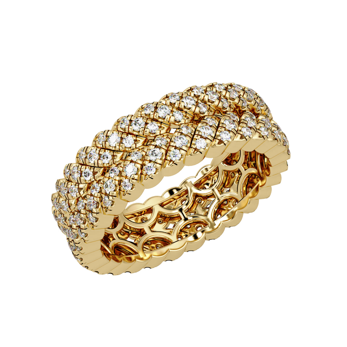 0.85 Ct Round Lab-Grown Diamond Multi-Row Eternity Band Ring - 925 Sterling Silver