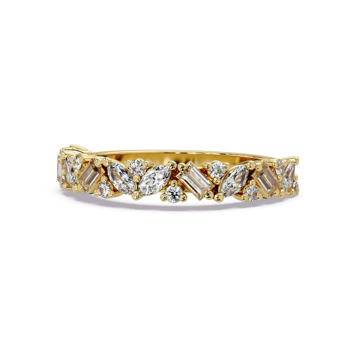0.70 Ct Marquise, Baguette & Round Lab-Grown Diamond Band Ring - 925 Sterling Silver