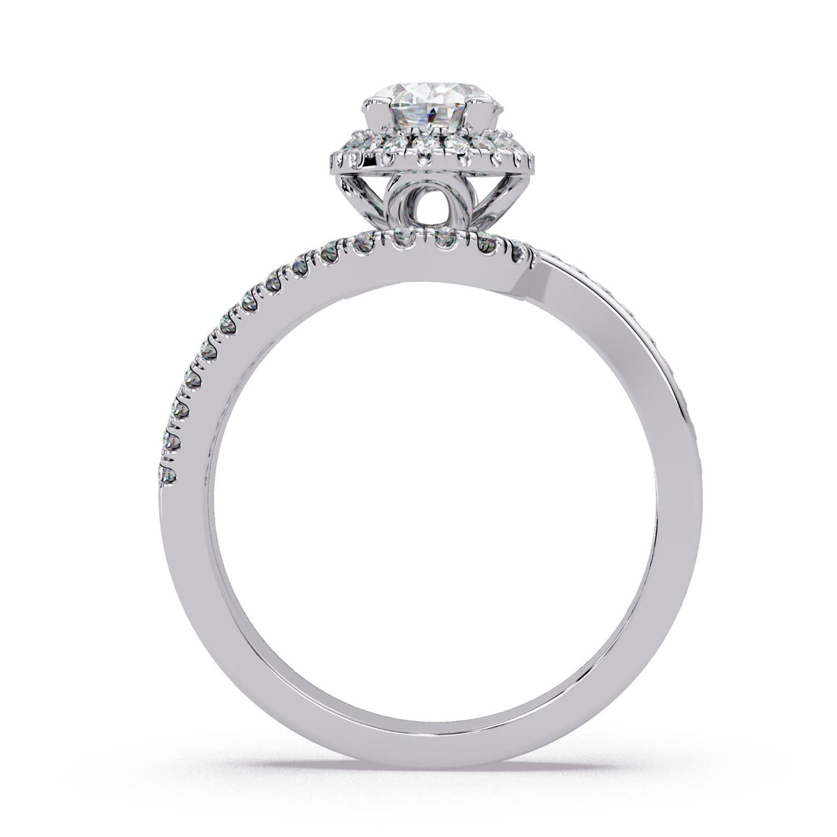 1.15 Ct Oval Lab-Grown Diamond Halo Bypass Ring - 925 Sterling Silver