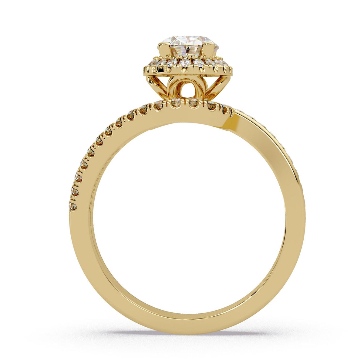 1.15 Ct Oval Lab-Grown Diamond Halo Bypass Ring - 925 Sterling Silver