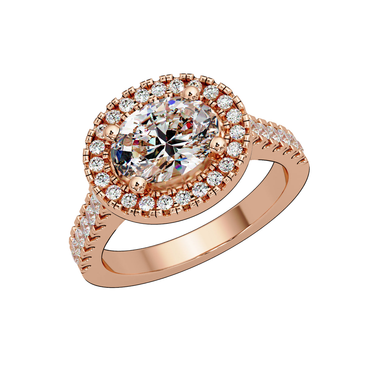 1.85 Ct Oval Lab-Grown Diamond Halo Engagement Ring - 925 Sterling Silver