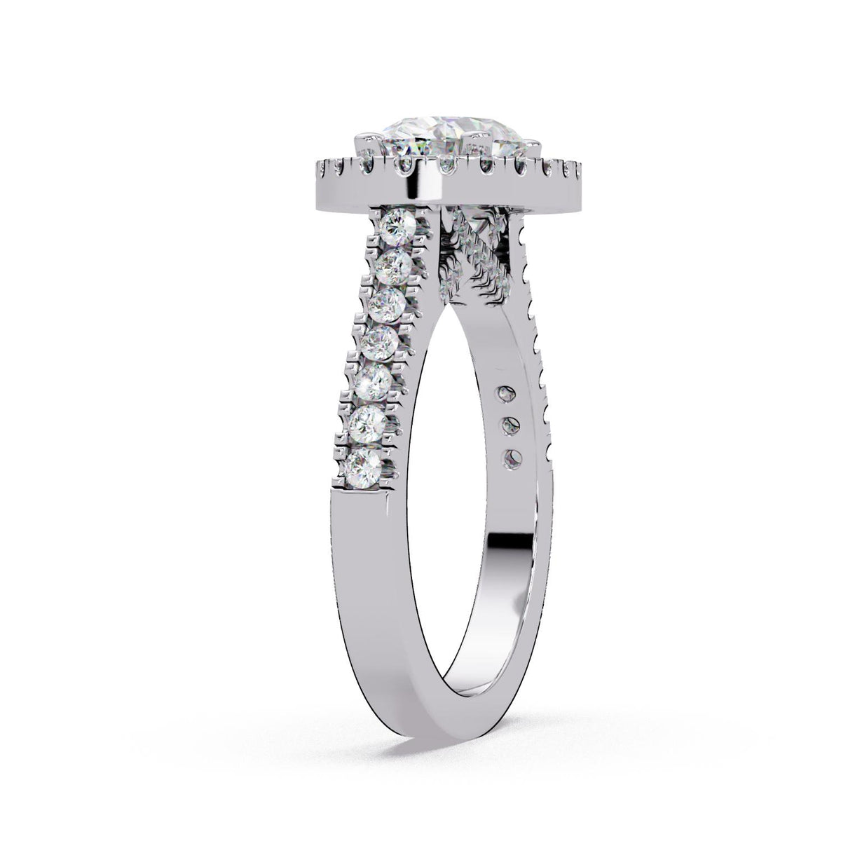 1.85 Ct Oval Lab-Grown Diamond Halo Engagement Ring - 925 Sterling Silver