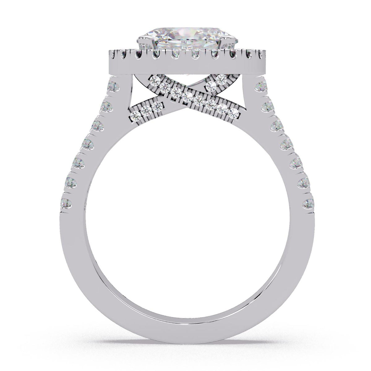1.85 Ct Oval Lab-Grown Diamond Halo Engagement Ring - 925 Sterling Silver
