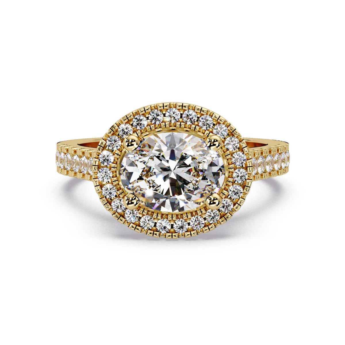 1.85 Ct Oval Lab-Grown Diamond Halo Engagement Ring - 925 Sterling Silver