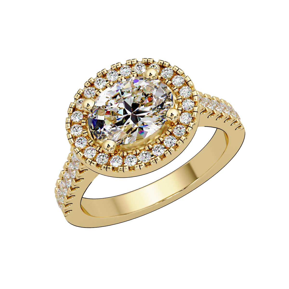 1.85 Ct Oval Lab-Grown Diamond Halo Engagement Ring - 925 Sterling Silver