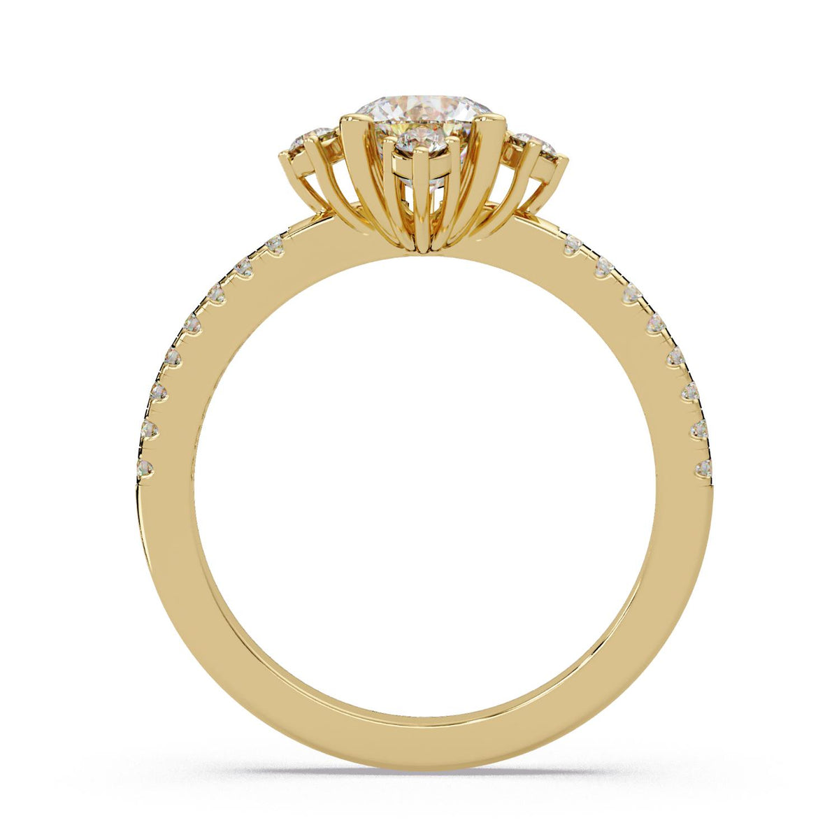 1.05 Ct Round Lab-Grown Diamond Solitaire Ring with Accents - 925 Sterling Silver