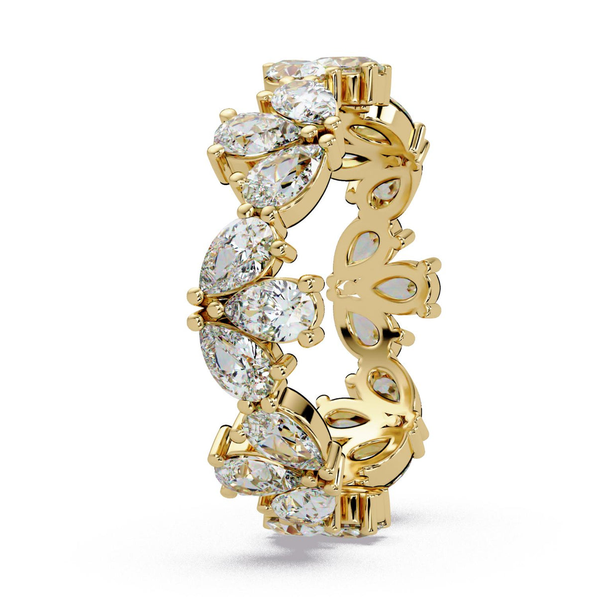 2.40 Ct Pear Lab-Grown Diamond Cluster Eternity Ring - 925 Sterling Silver