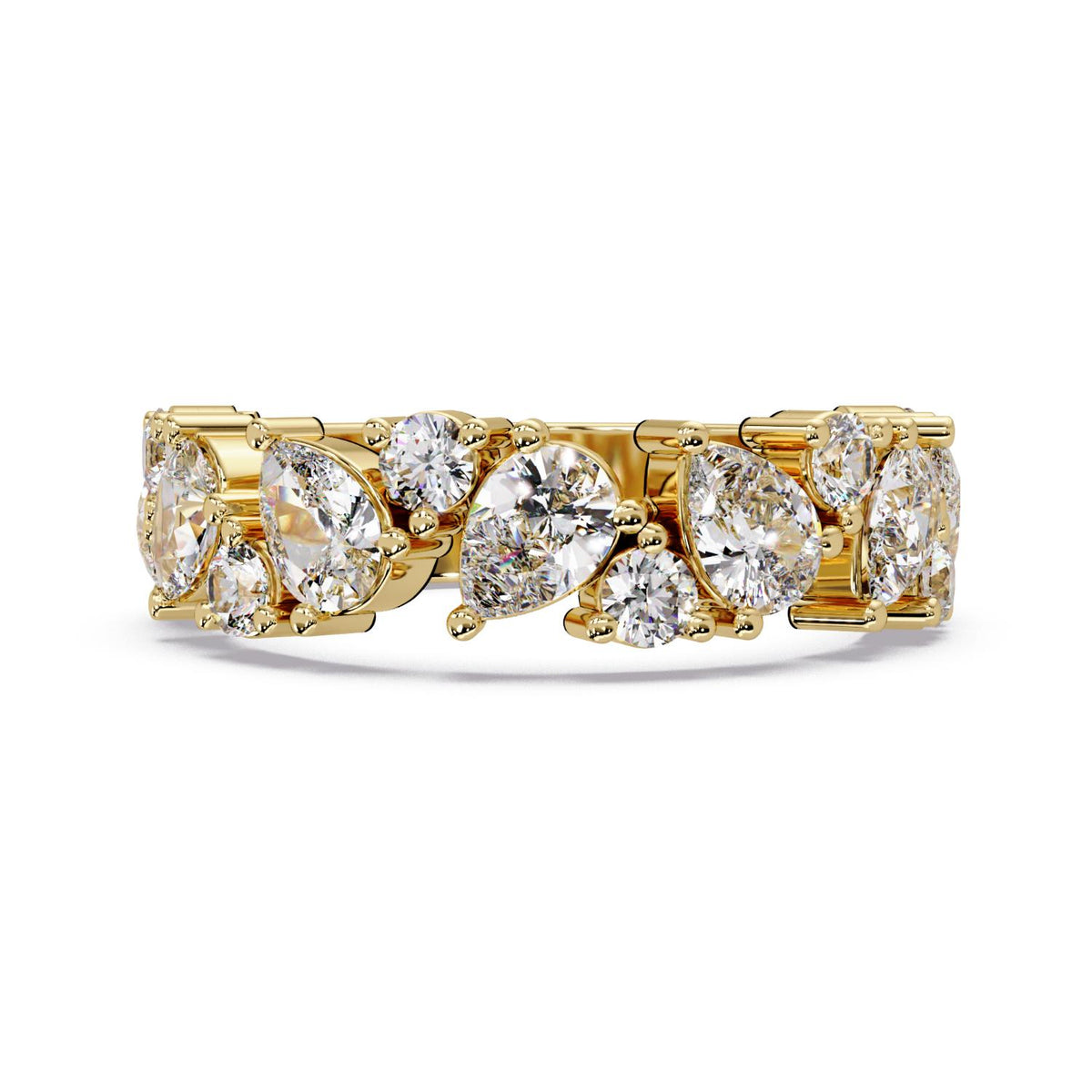 2.00 Ct Pear & Round Lab-Grown Diamond Band Ring - 925 Sterling Silver