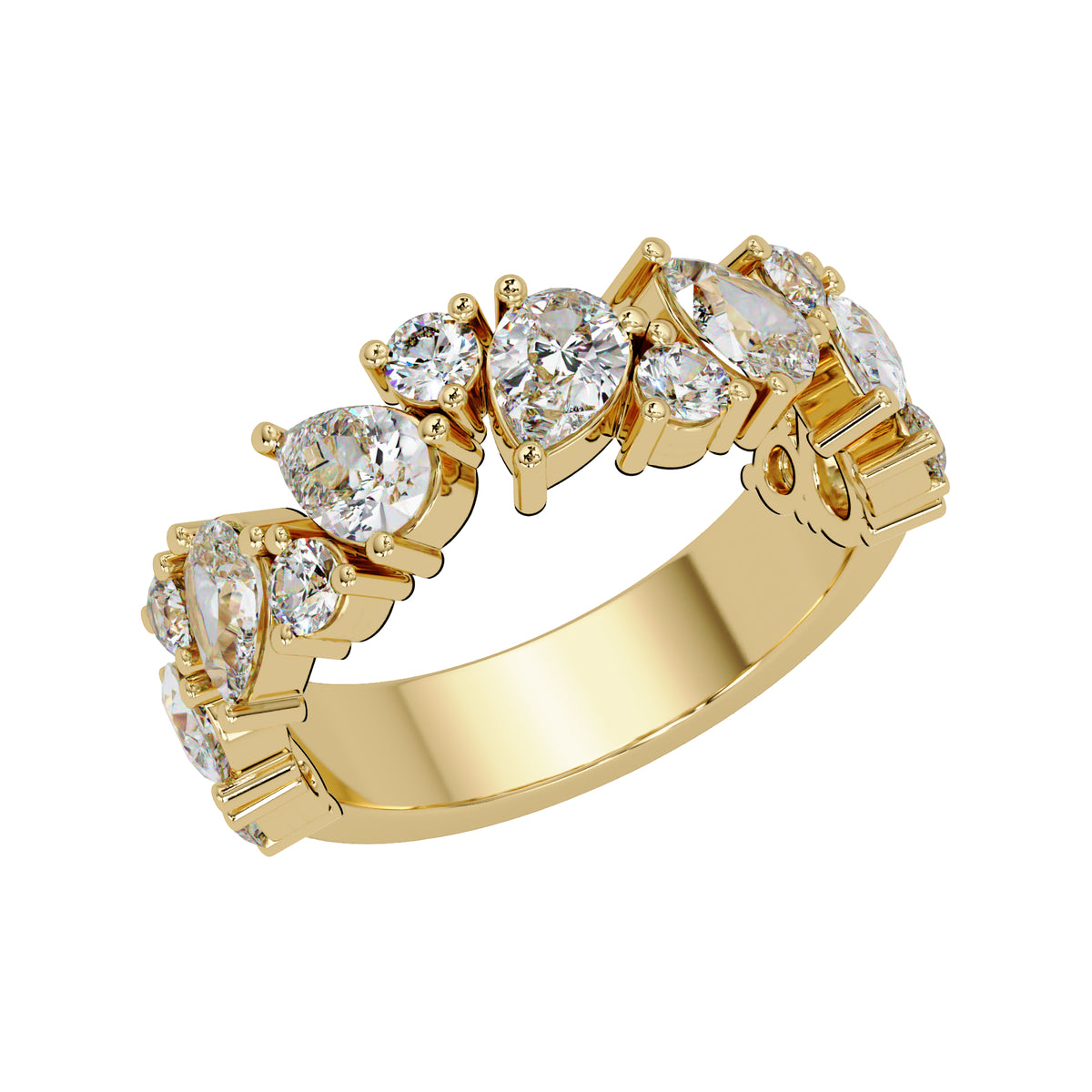 2.00 Ct Pear & Round Lab-Grown Diamond Band Ring - 925 Sterling Silver