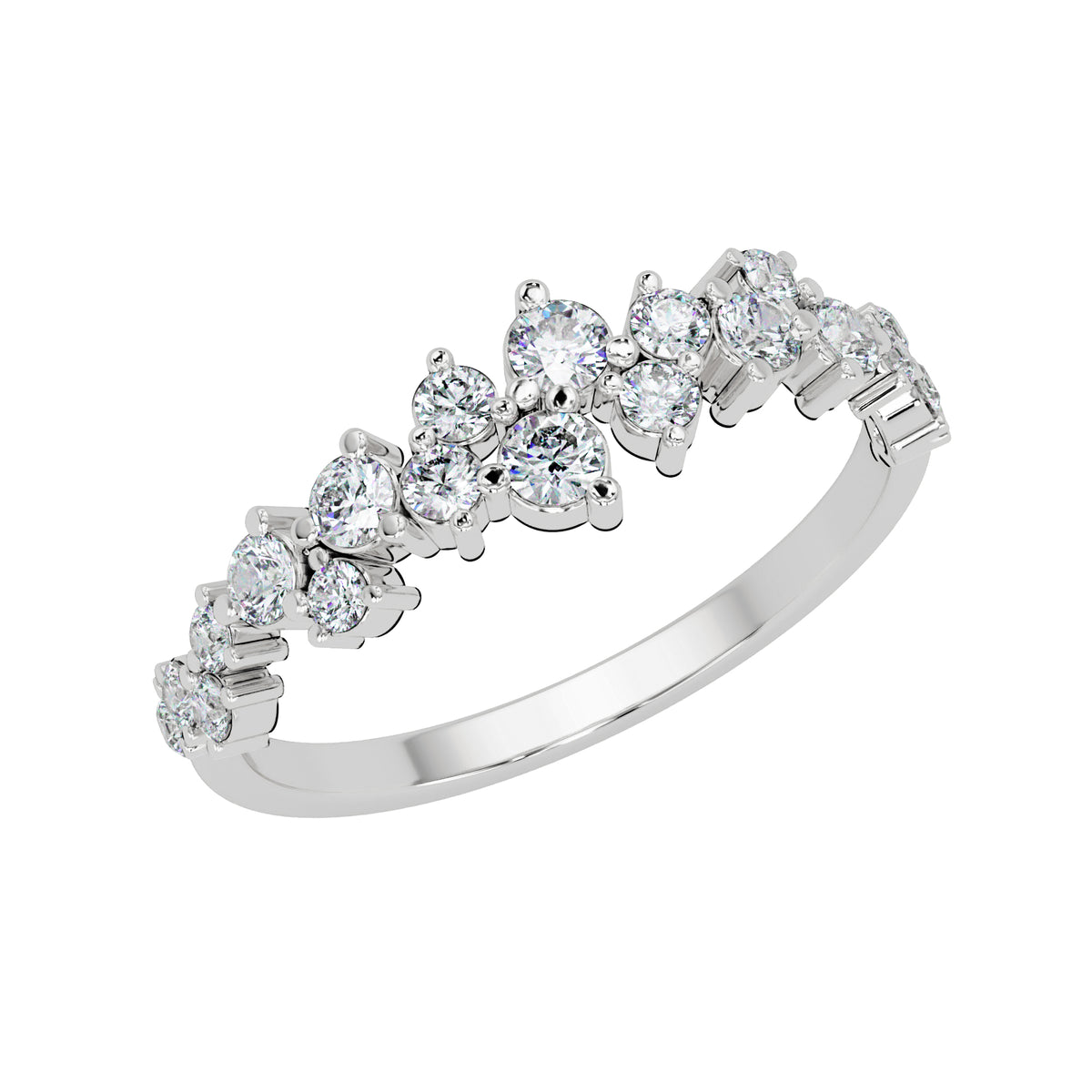 0.50 Ct Round Lab-Grown Diamond Cluster Band Ring - 925 Sterling Silver