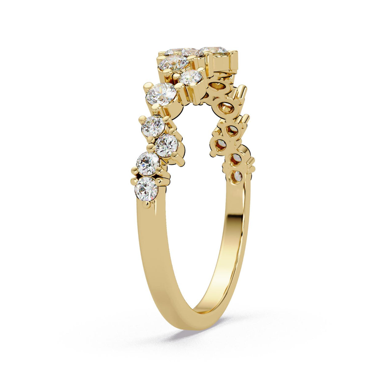 0.50 Ct Round Lab-Grown Diamond Cluster Band Ring - 925 Sterling Silver