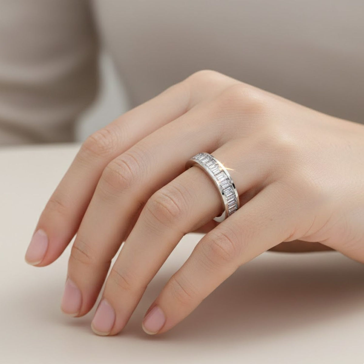 2.35 Ct Baguette Lab-Grown Diamond Channel-Set Band Ring - 925 Sterling Silver