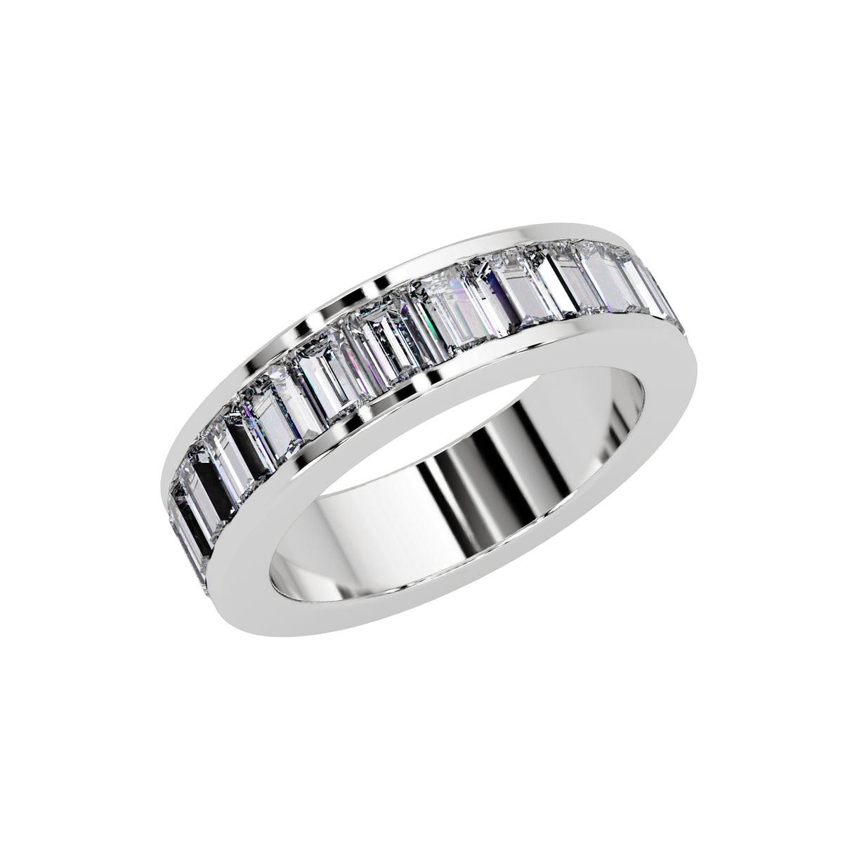 2.35 Ct Baguette Lab-Grown Diamond Channel-Set Band Ring - 925 Sterling Silver