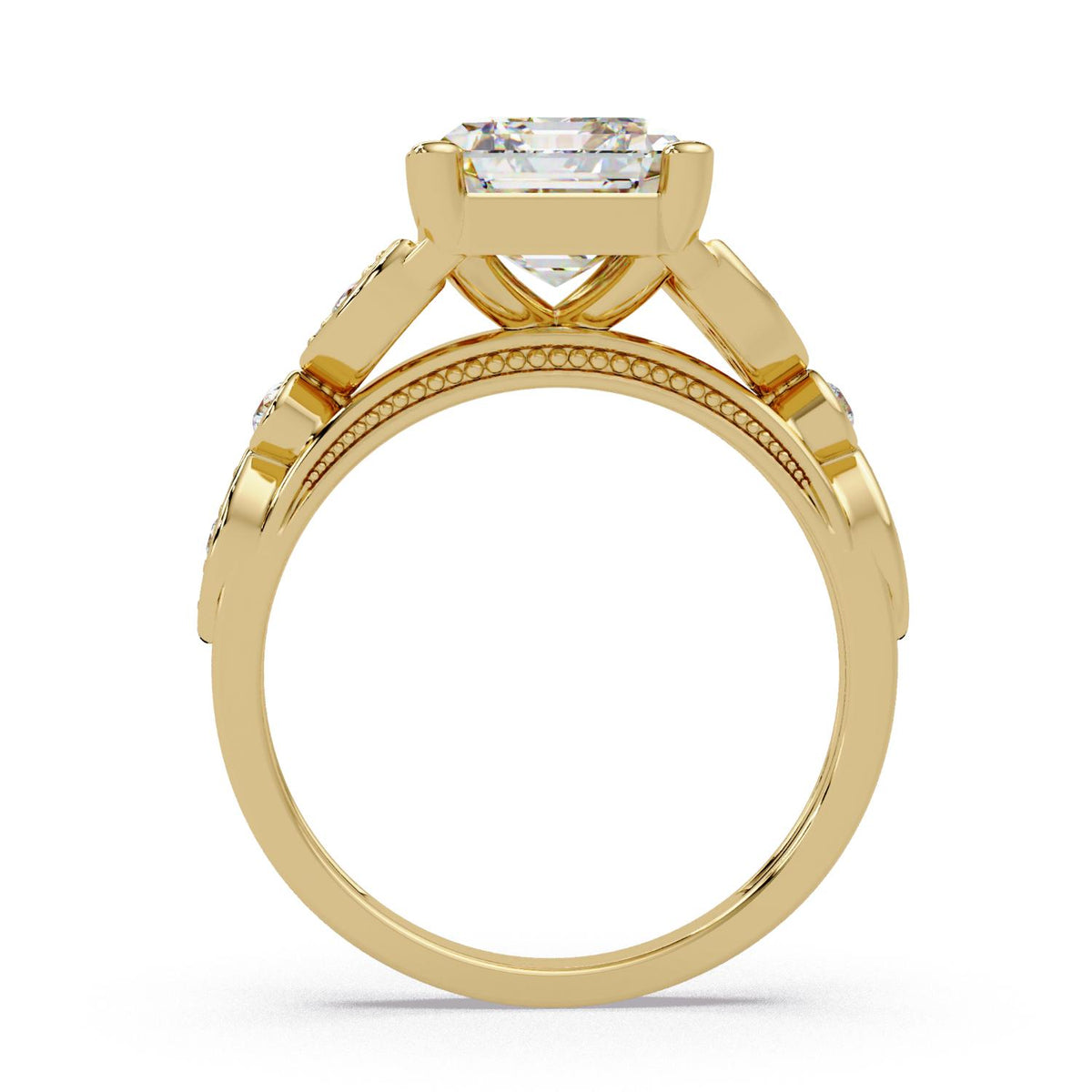 3.30 Ct Octagon Lab-Grown Diamond Solitaire Ring with Accents - 925 Sterling Silver