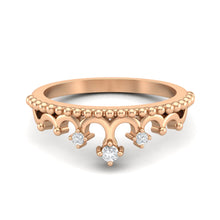 Load image into Gallery viewer, Moissanite Crown Beaded Band Ring – Sterling Silver
