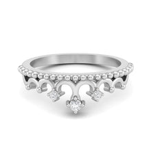 Load image into Gallery viewer, Moissanite Crown Beaded Band Ring – Sterling Silver
