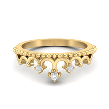 Load image into Gallery viewer, Moissanite Crown Beaded Band Ring – Sterling Silver

