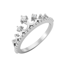 Load image into Gallery viewer, Moissanite Crown Beaded Band Ring – Sterling Silver
