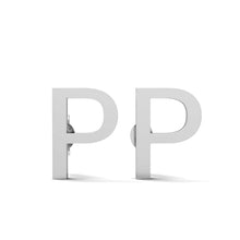 Load image into Gallery viewer, Initial &quot;P&quot; Monogram Stud Earring – Sterling Silver
