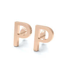 Load image into Gallery viewer, Initial &quot;P&quot; Monogram Stud Earring – Sterling Silver

