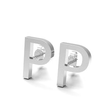 Load image into Gallery viewer, Initial &quot;P&quot; Monogram Stud Earring – Sterling Silver
