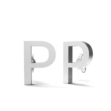 Load image into Gallery viewer, Initial &quot;P&quot; Monogram Stud Earring – Sterling Silver
