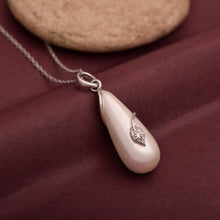Load image into Gallery viewer, Pearl Teardrop Leaf Accent Necklace – Sterling Silver
