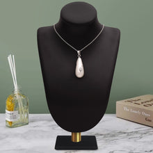 Load image into Gallery viewer, Pearl Teardrop Leaf Accent Necklace – Sterling Silver
