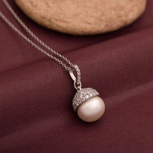 Load image into Gallery viewer, Pearl Dome Cap Necklace – Sterling Silver
