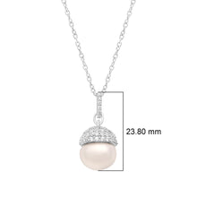 Load image into Gallery viewer, Pearl Dome Cap Necklace – Sterling Silver
