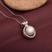 Load image into Gallery viewer, Pearl Floral Halo Necklace – Sterling Silver

