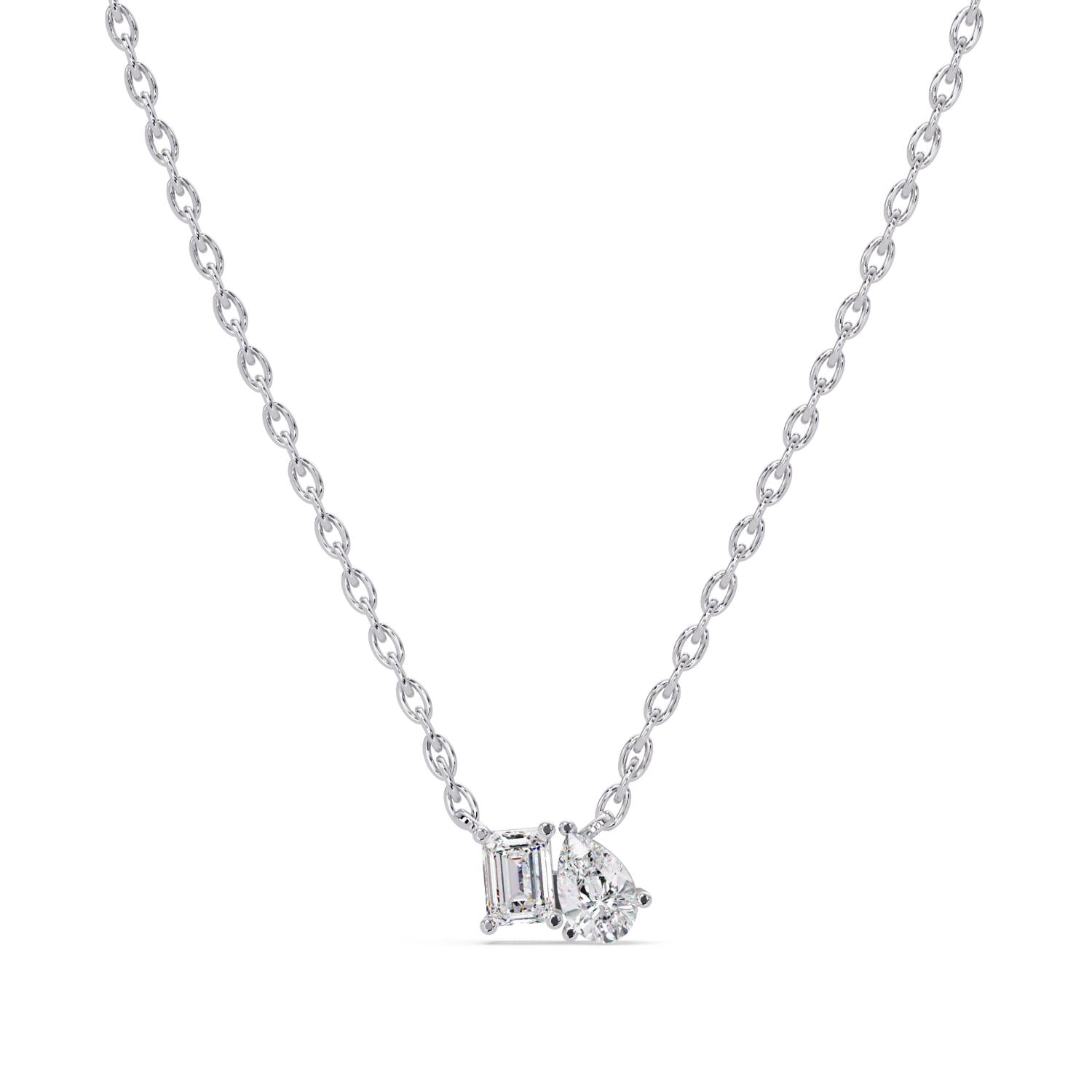 3.80 Ct Lab Grown Diamond Two Stone Necklace- Sterling Silver