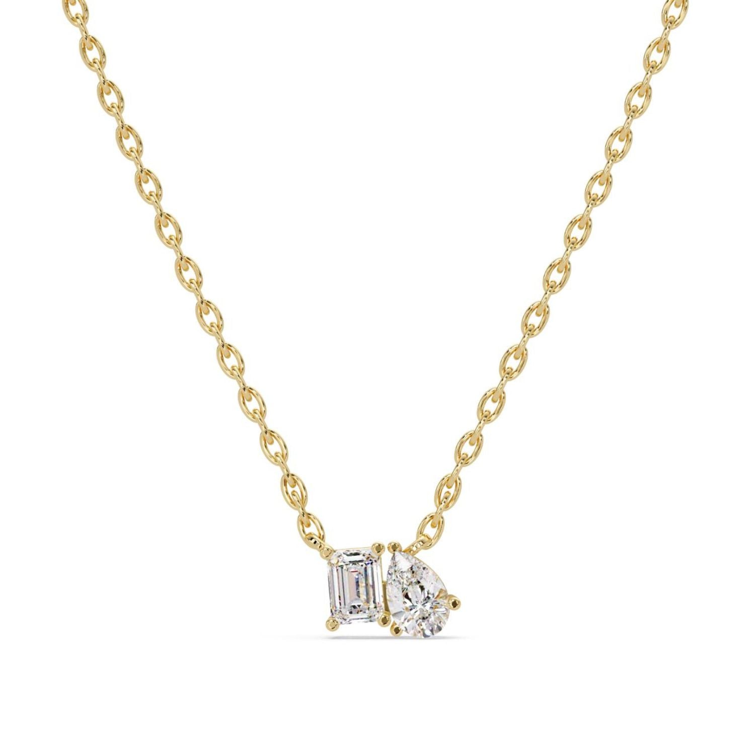 3.80 Ct Lab Grown Diamond Two Stone Necklace- Sterling Silver