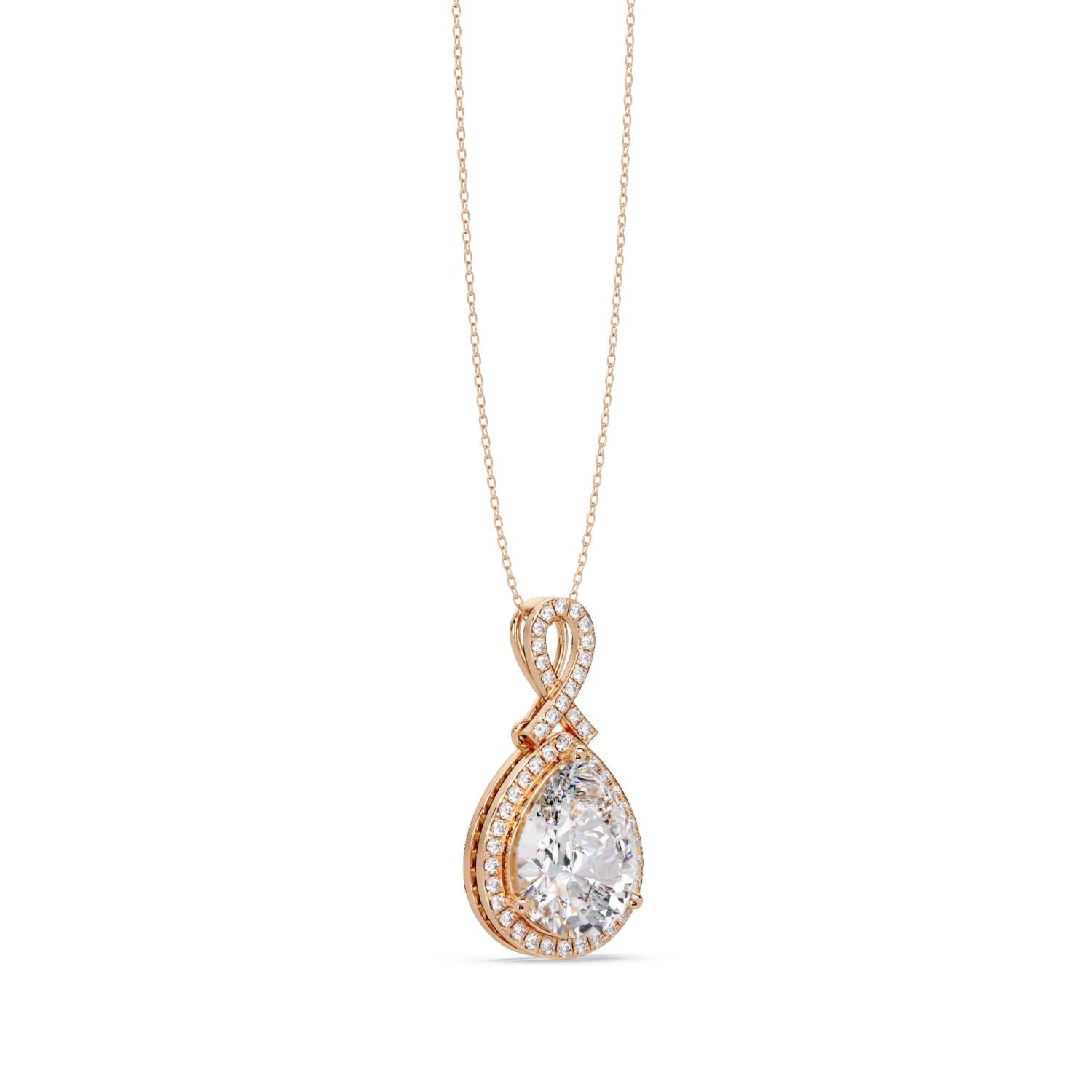 4.12 Ct Lab Grown Diamond Halo Drop Infinity Necklace- Sterling Silver