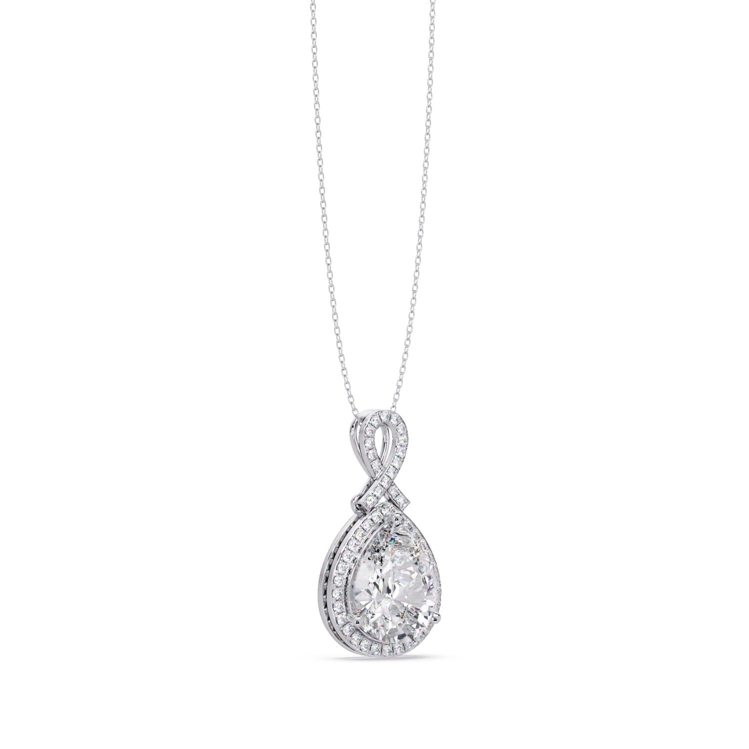 4.12 Ct Lab Grown Diamond Halo Drop Infinity Necklace- Sterling Silver