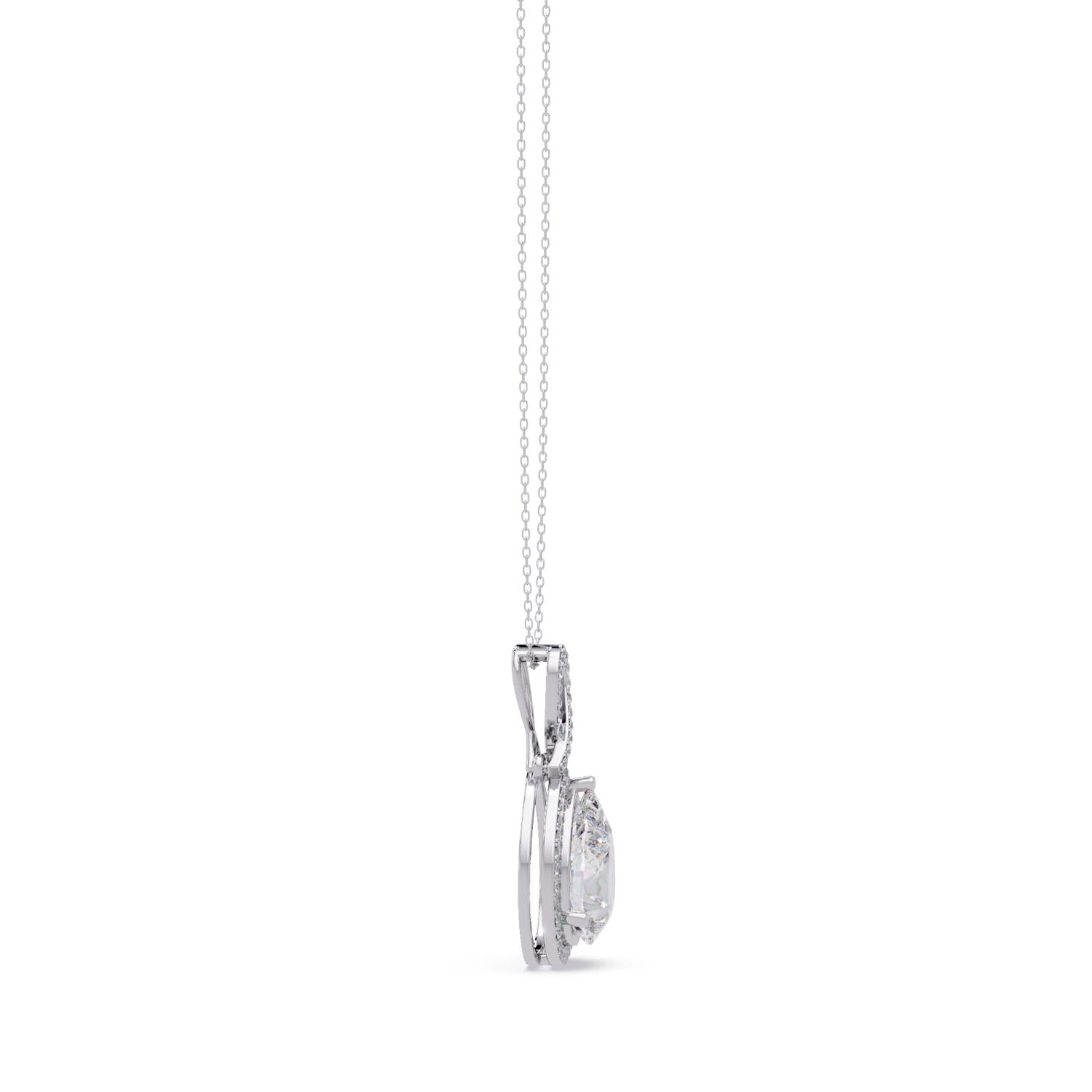 4.12 Ct Lab Grown Diamond Halo Drop Infinity Necklace- Sterling Silver