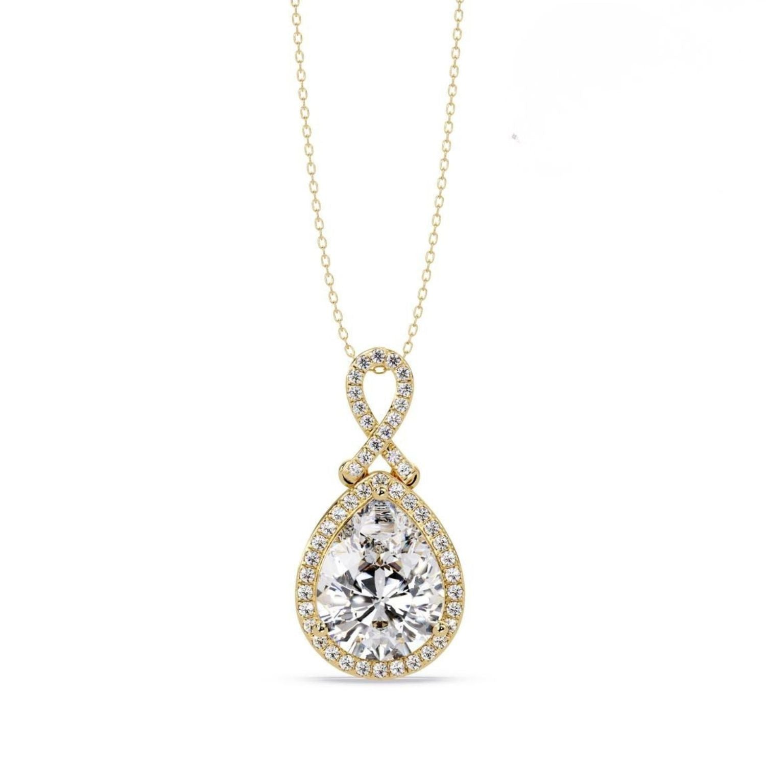 4.12 Ct Lab Grown Diamond Halo Drop Infinity Necklace- Sterling Silver