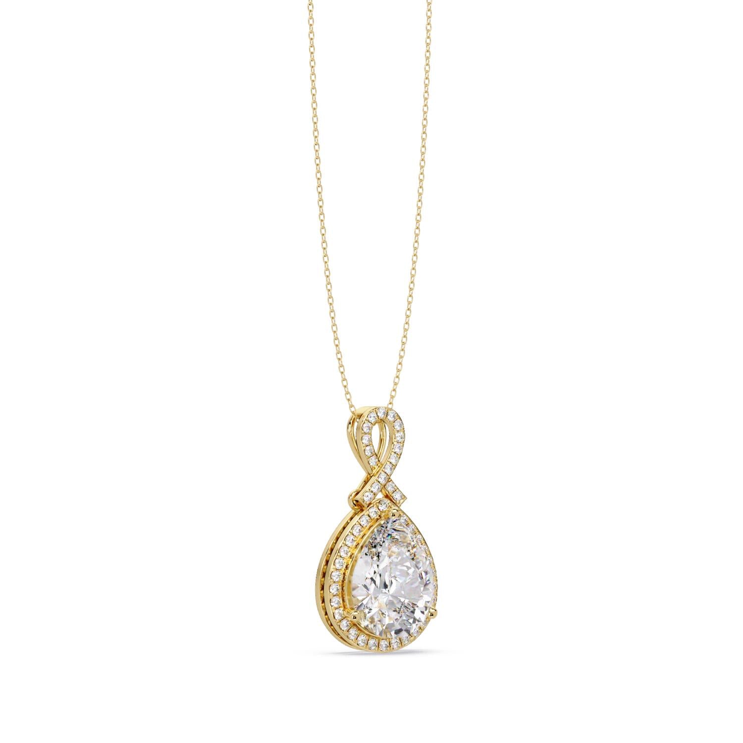 4.12 Ct Lab Grown Diamond Halo Drop Infinity Necklace- Sterling Silver