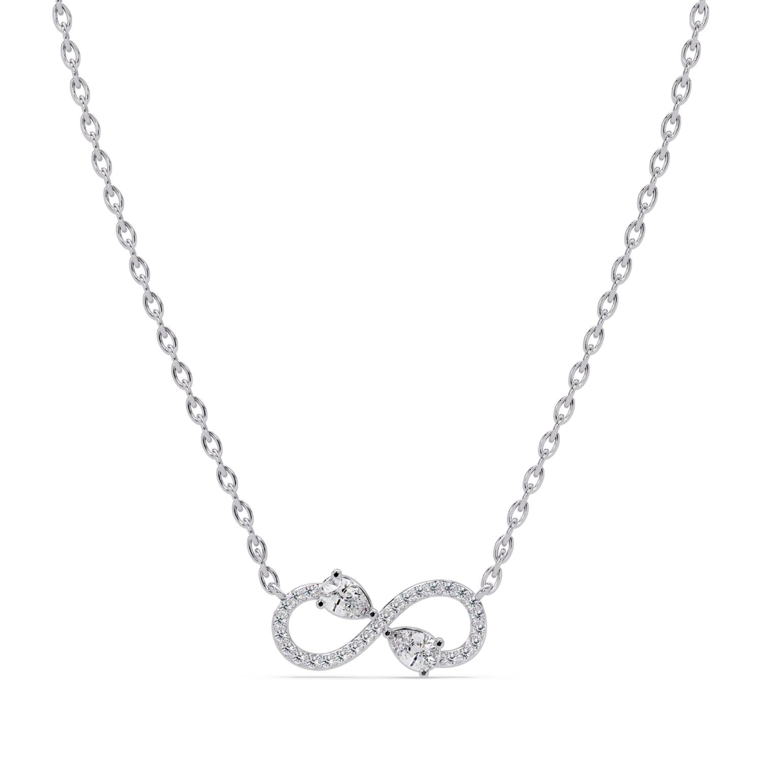 0.67 Ct Lab Grown Diamond Halo Drop Infinity Necklace- Sterling Silver