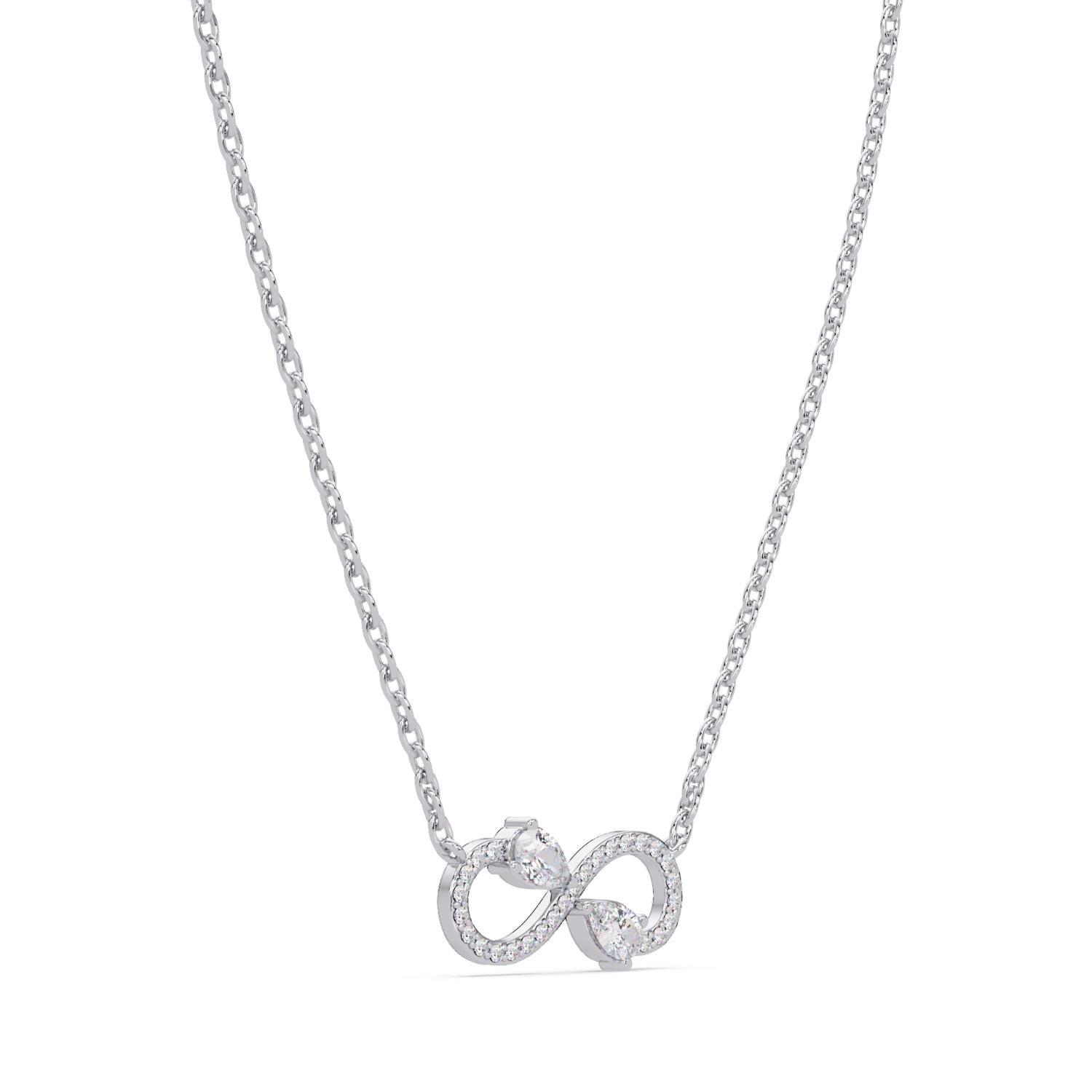 0.67 Ct Lab Grown Diamond Halo Drop Infinity Necklace- Sterling Silver