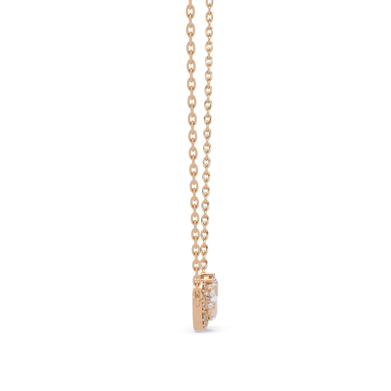 2.40 Ct Lab Grown Diamond Halo Drop Necklace- Sterling Silver