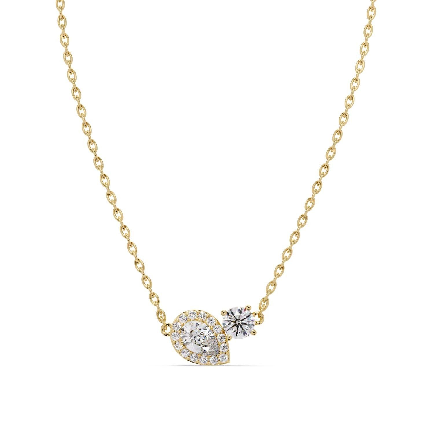 2.40 Ct Lab Grown Diamond Halo Drop Necklace- Sterling Silver