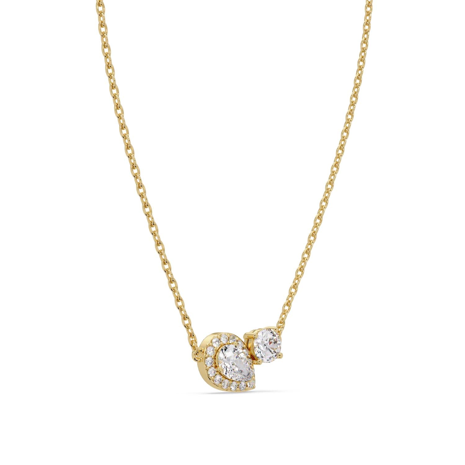 2.40 Ct Lab Grown Diamond Halo Drop Necklace- Sterling Silver